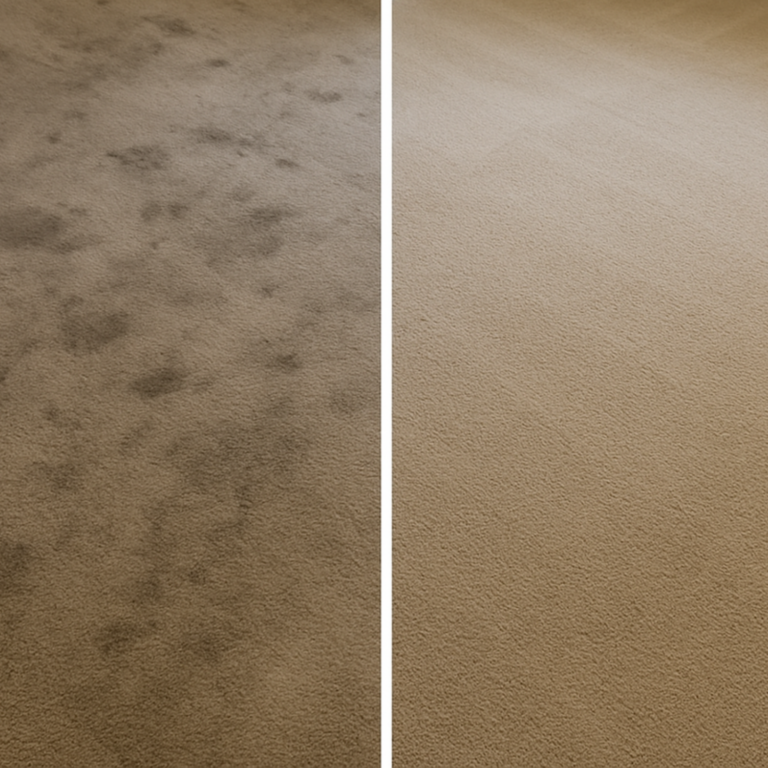 Before and after residential carpet cleaning