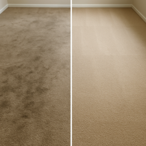 Before and after residential carpet cleaning