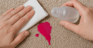 Hands-blotting-pink-nail-polish-spill-on-carpet-using-cloth-and-clear-liquid-1024x536