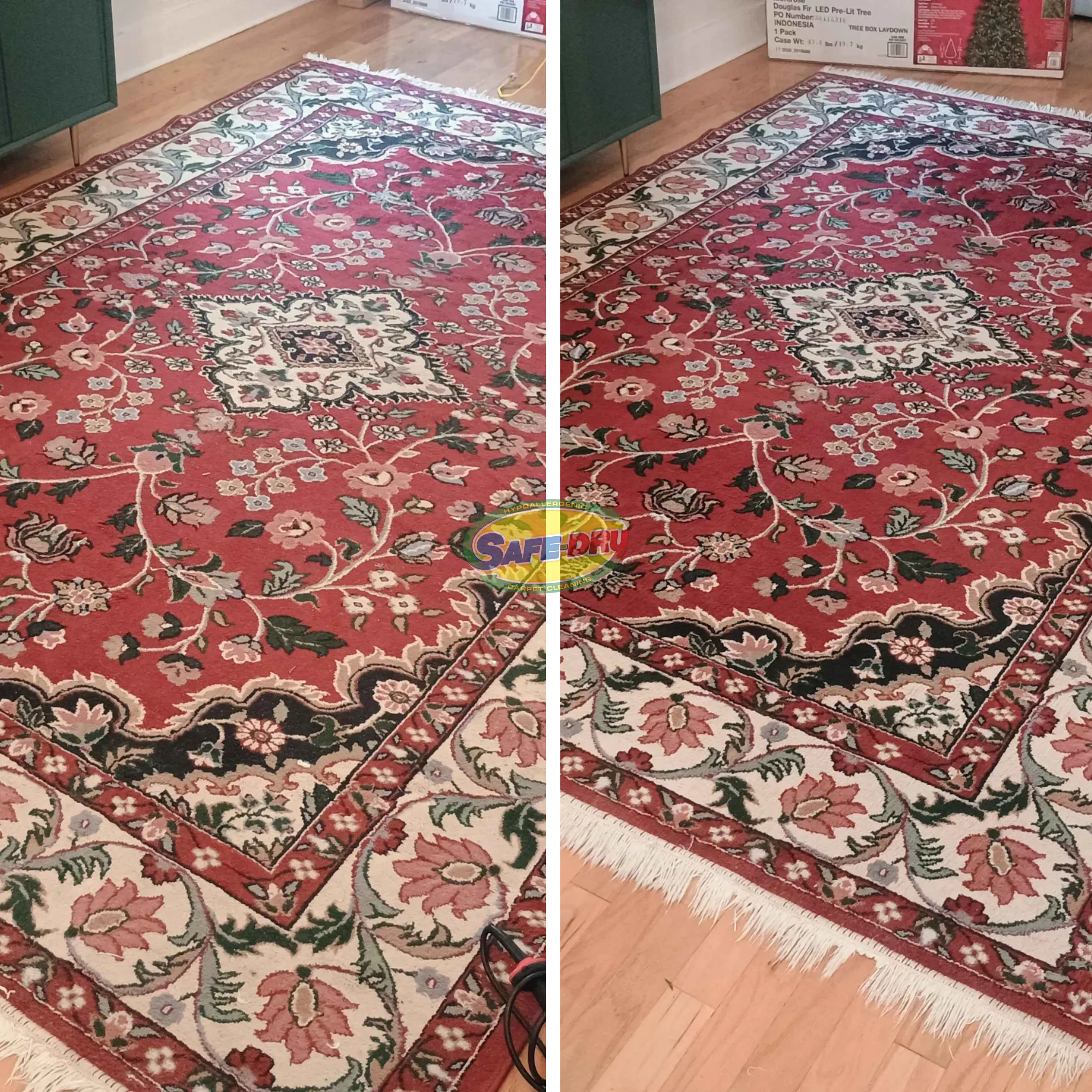 Before and After Area Rug Cleaning Safe-Dry of Franklin
