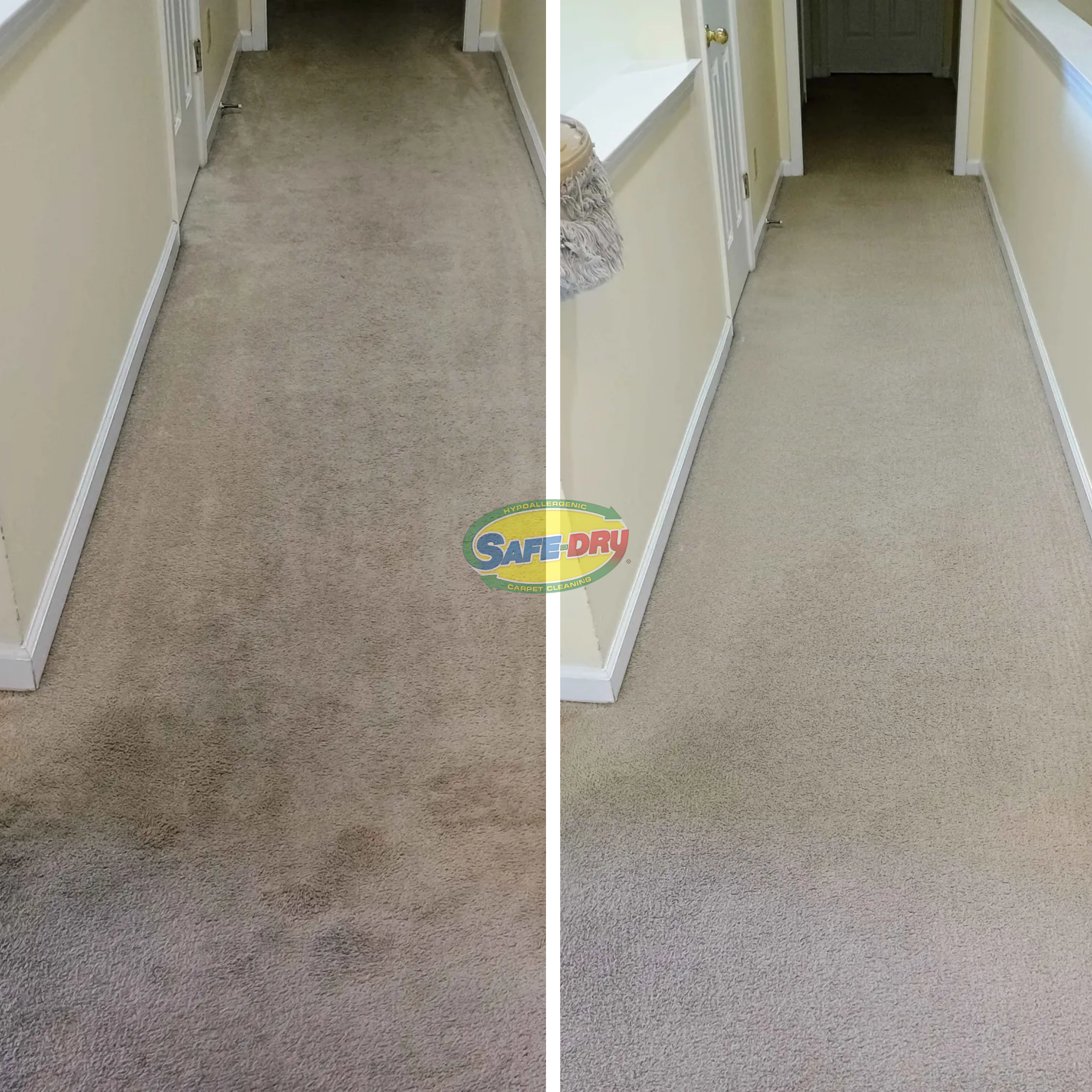 Before and After Carpet Cleaning Safe-Dry of Franklin