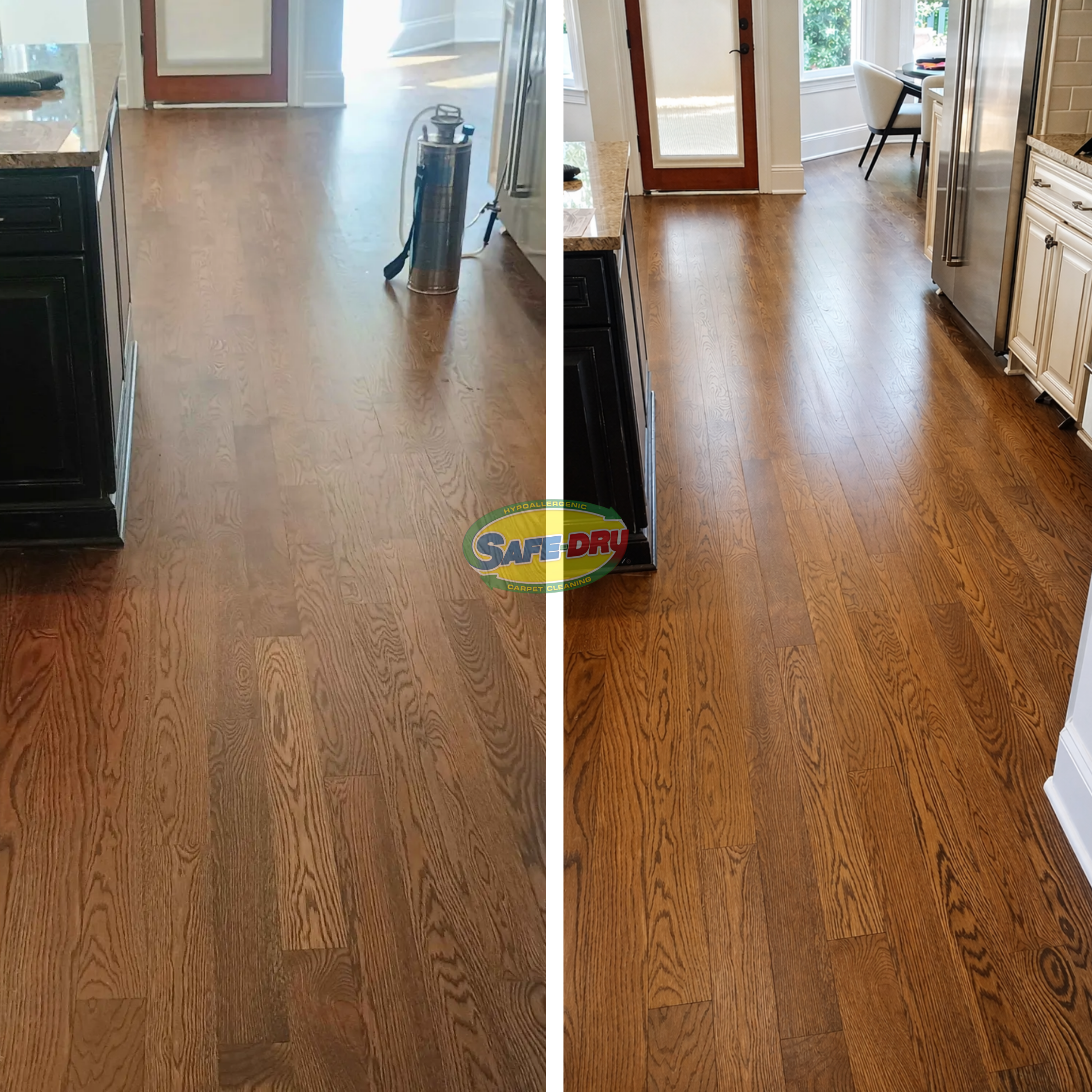 Before and After Hardwood Floor Cleaning Safe-Dry of San Antonio