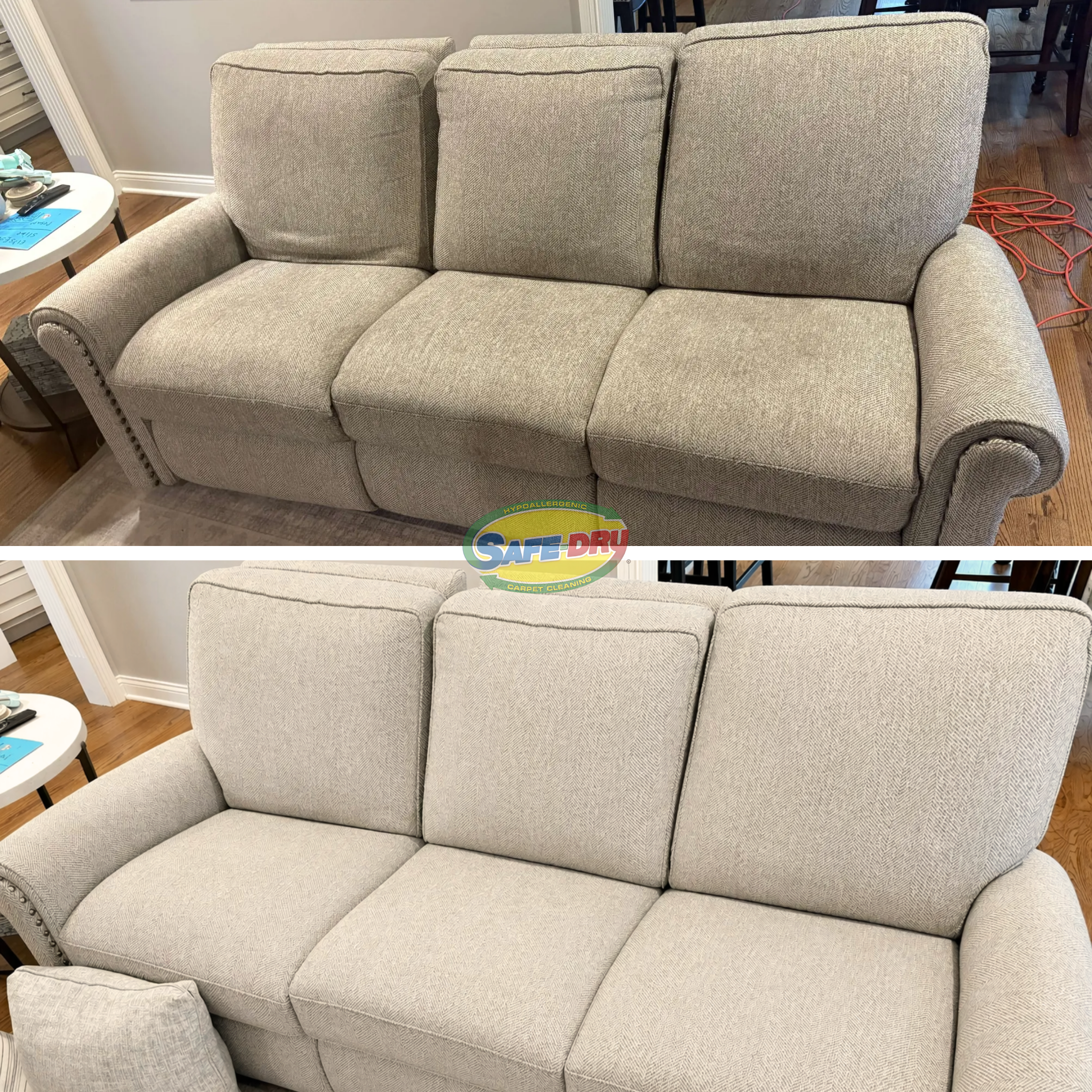 Before and After Upholstery Cleaning