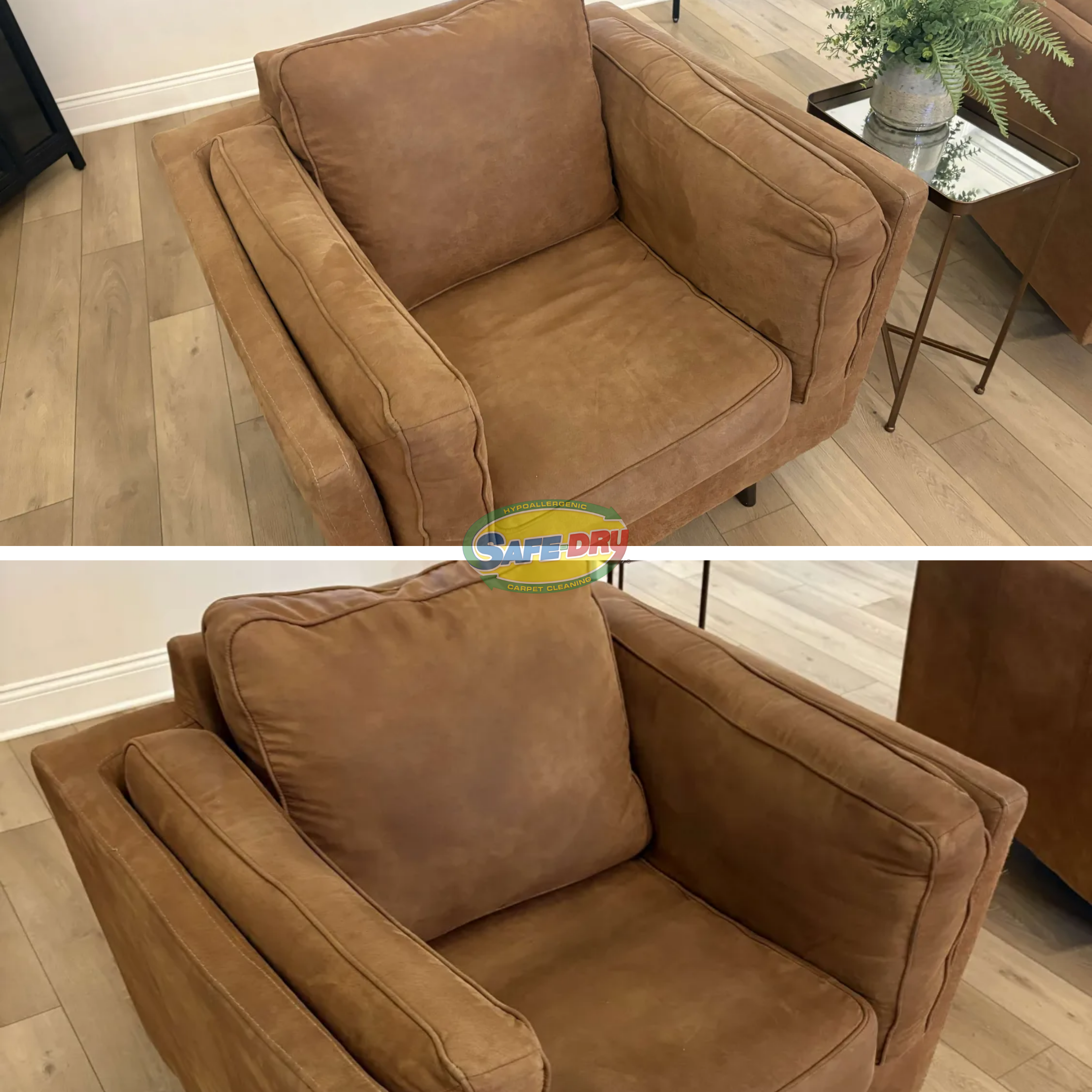 Before and After Upholstery Cleaning Safe-Dry of Franklin