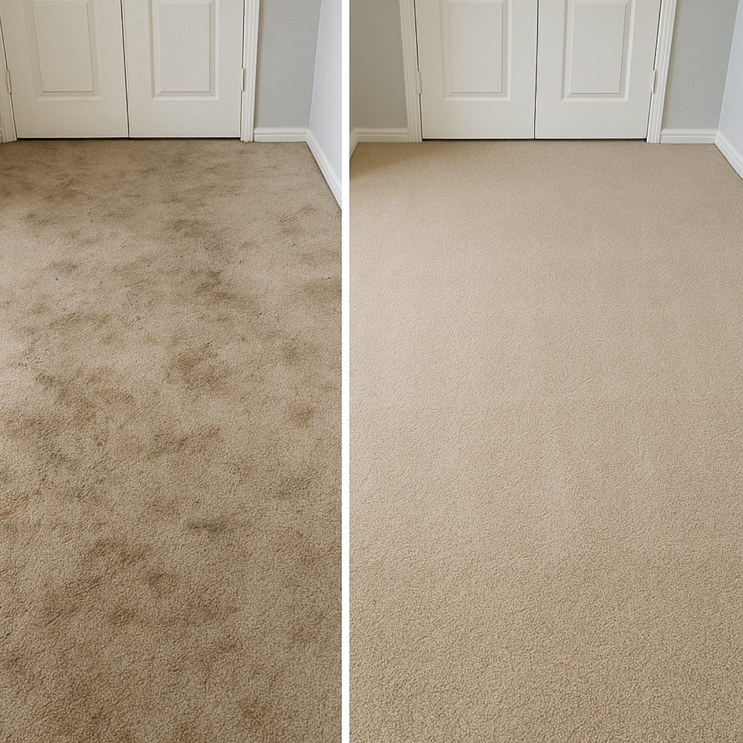 Before and after residential carpet cleaning