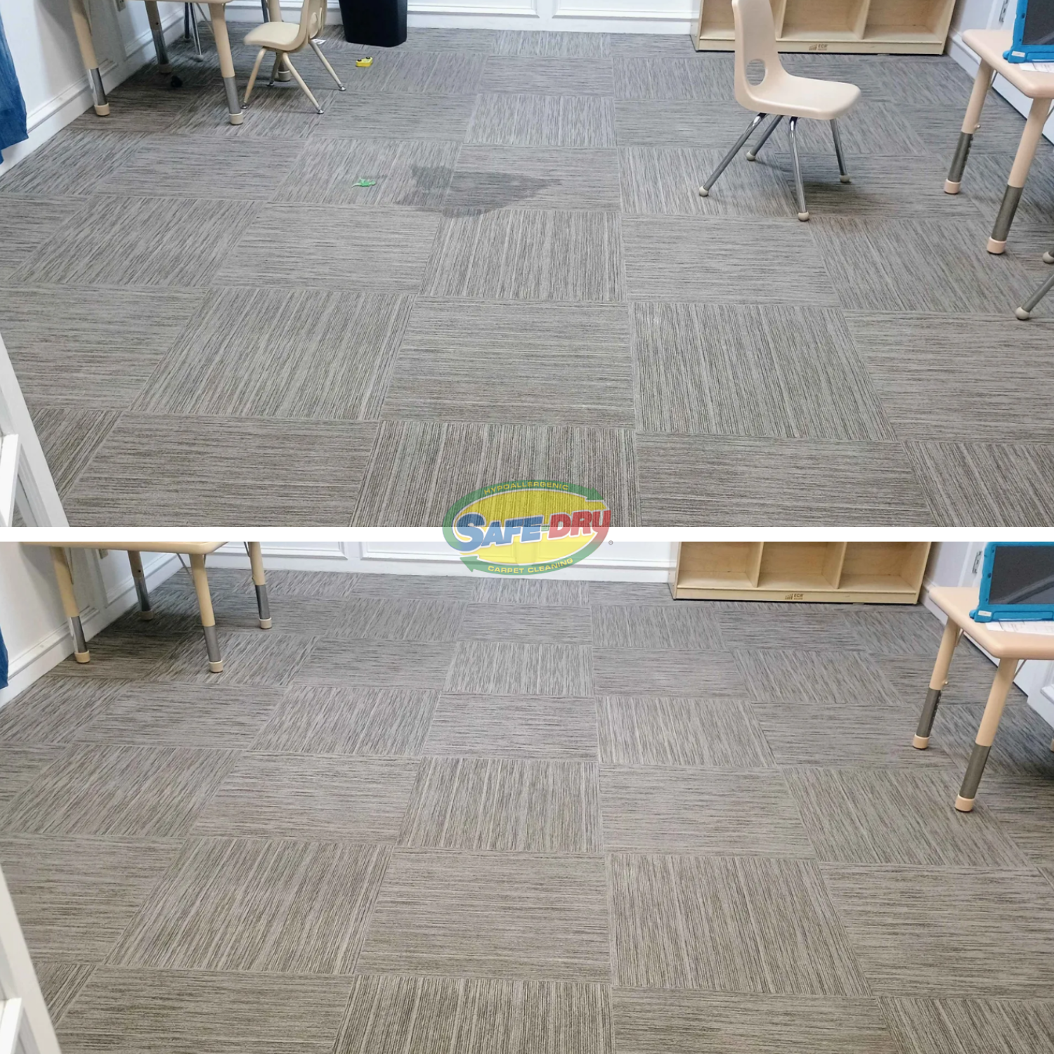 Before and after residential carpet cleaning