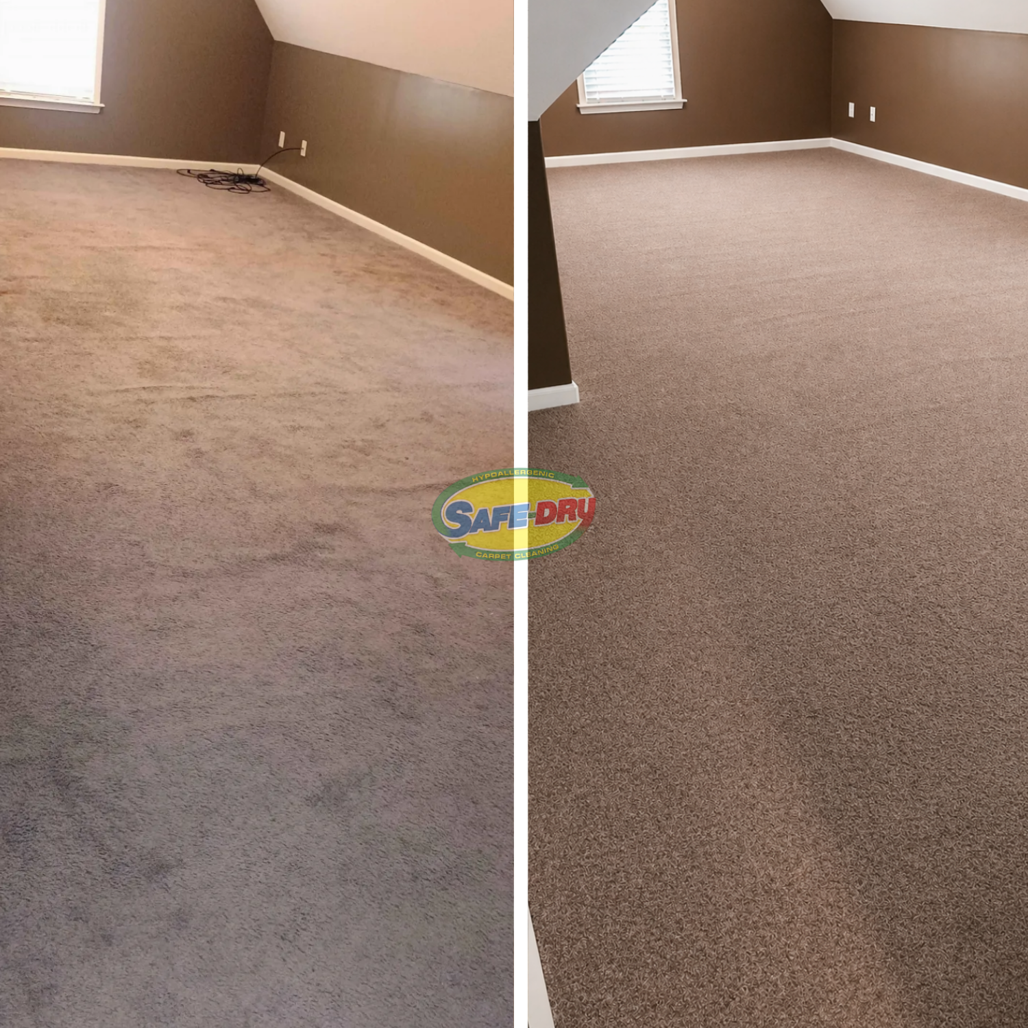 Before and after residential carpet cleaning