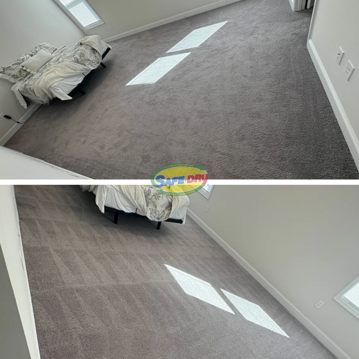 Before and after residential carpet cleaning