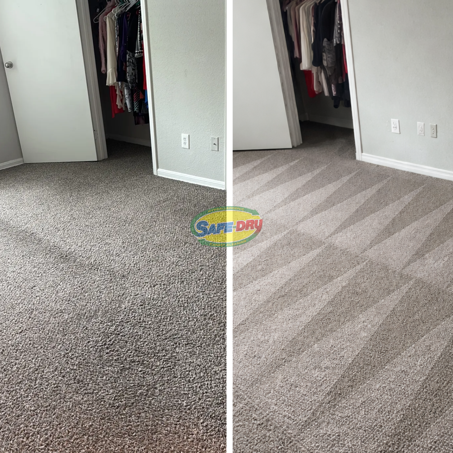 Before and after residential carpet cleaning