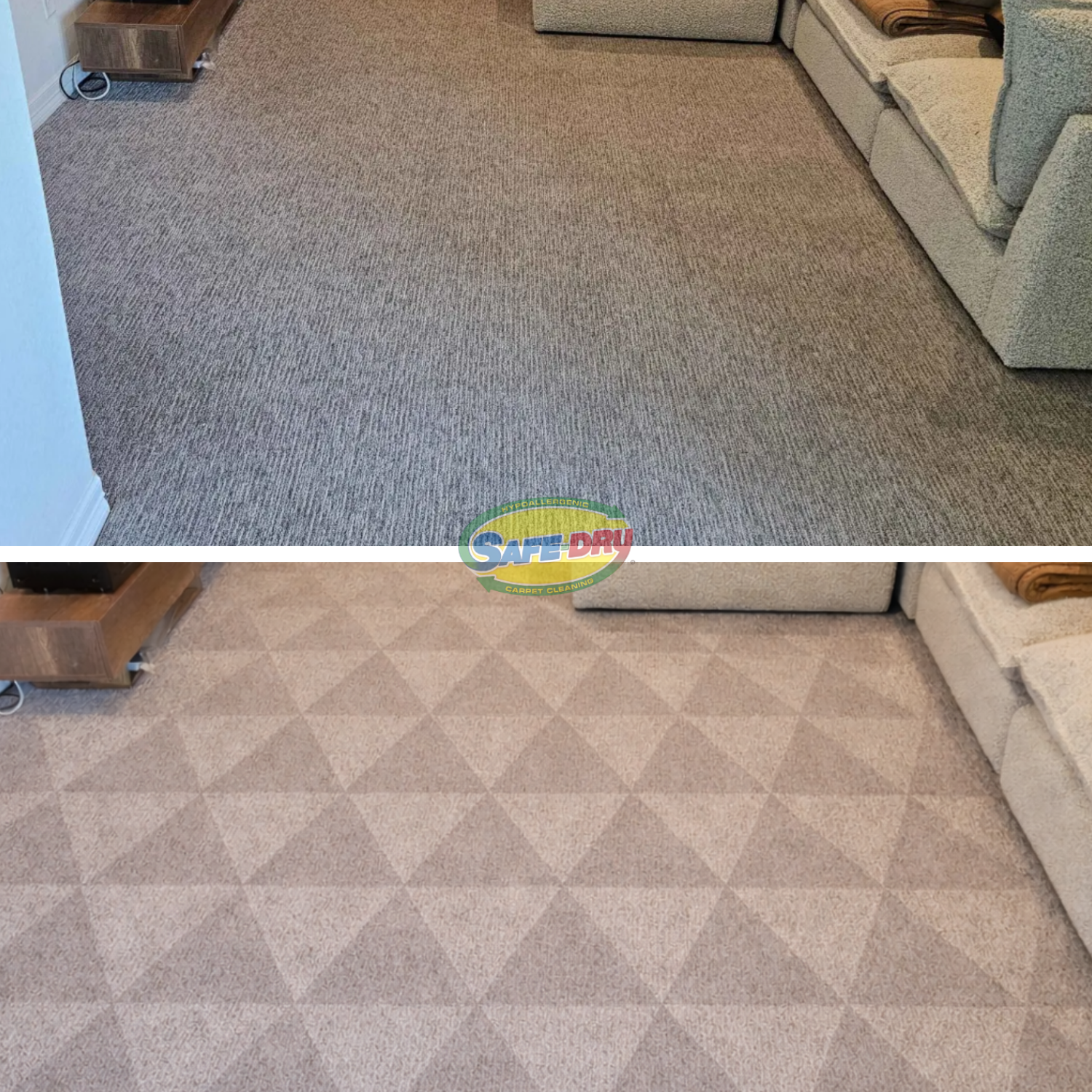 Before and after residential carpet cleaning