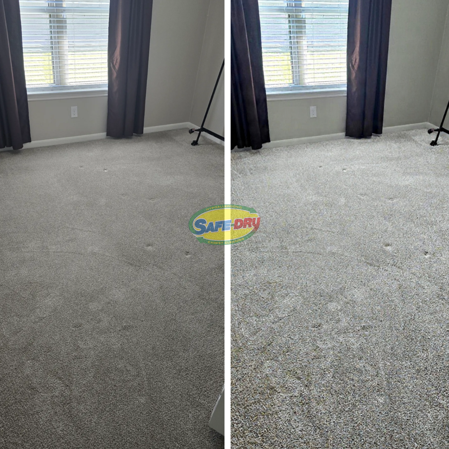 Before and after residential carpet cleaning