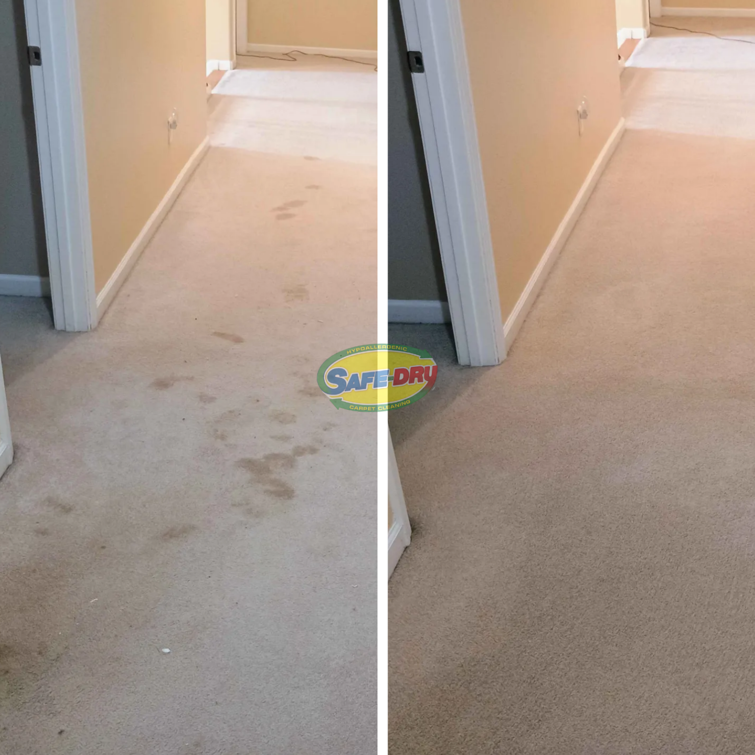 Before and after residential carpet cleaning
