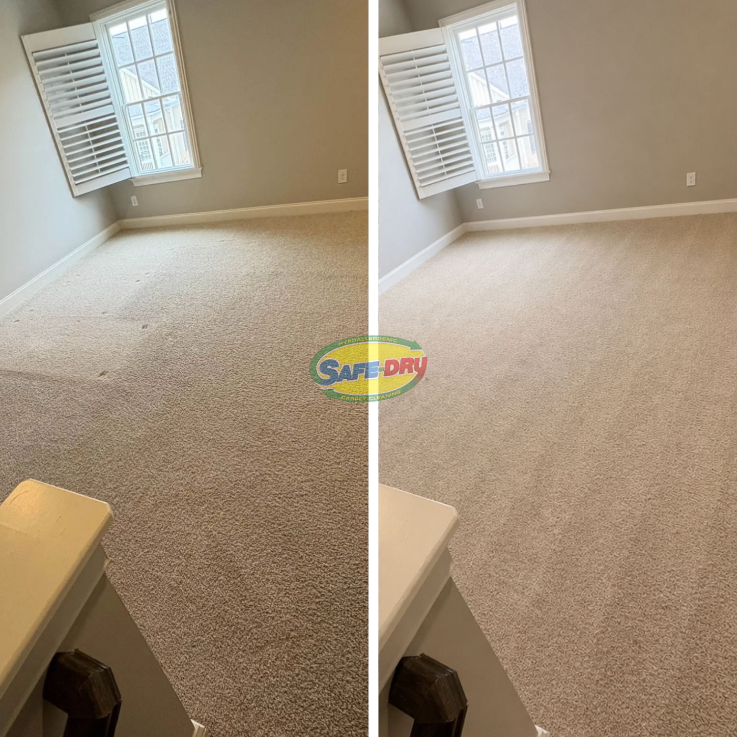 Before and after residential carpet cleaning