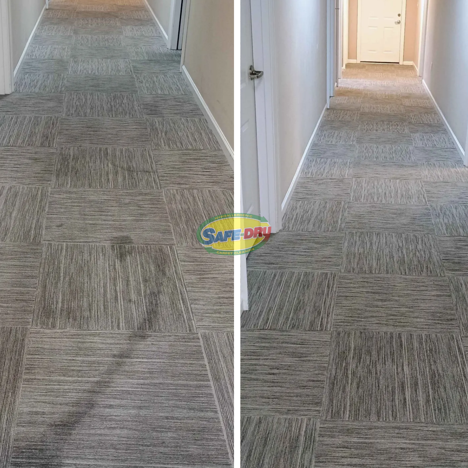Before and after residential carpet cleaning