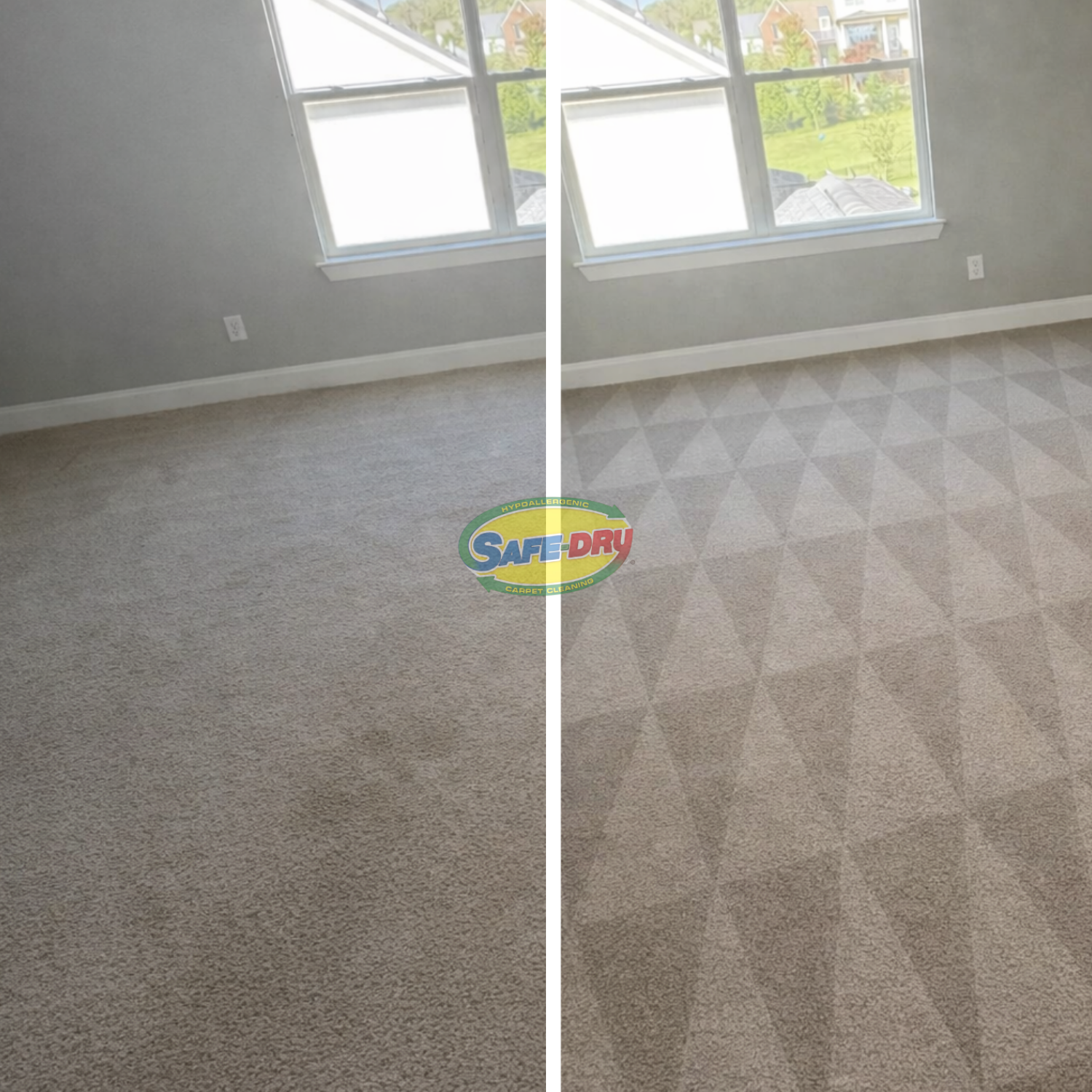 Before and after residential carpet cleaning