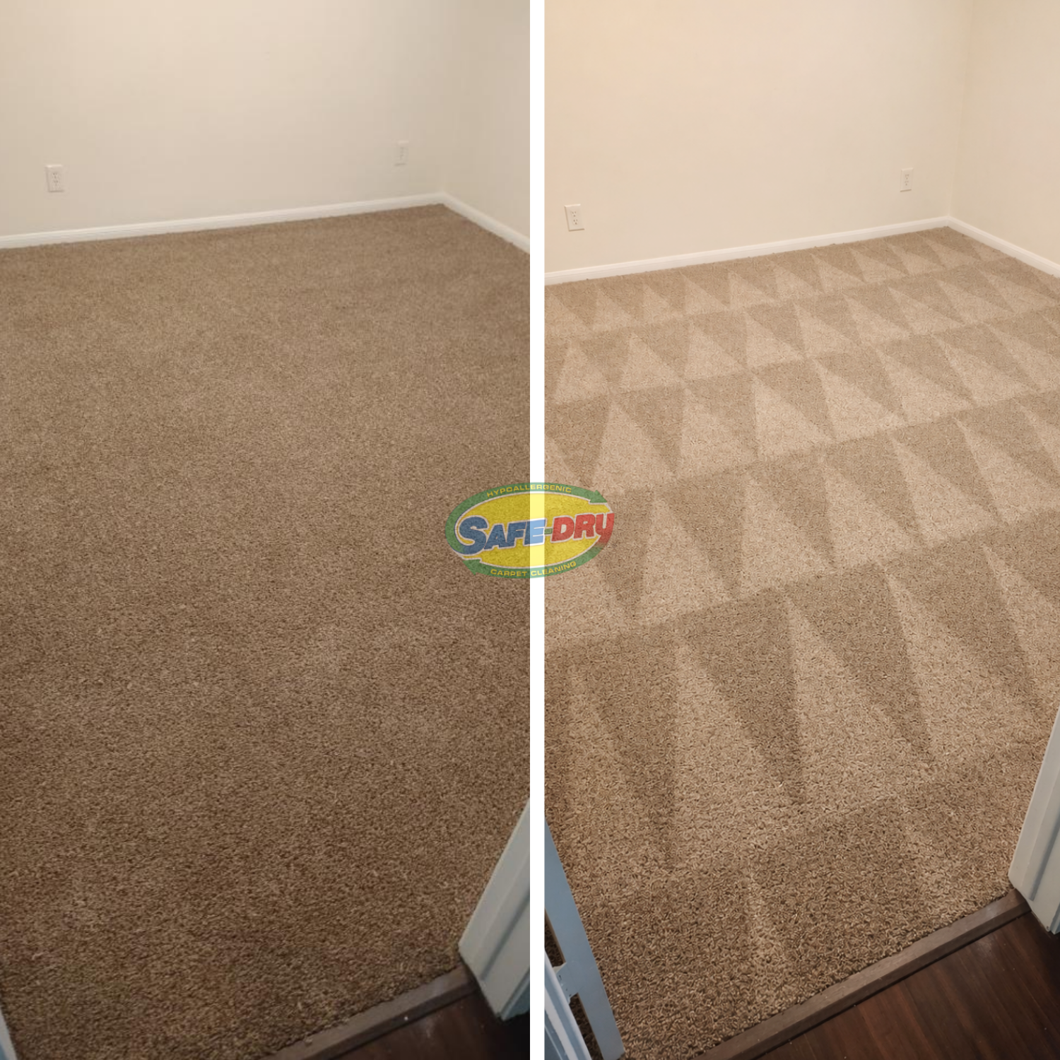 Before and after residential carpet cleaning