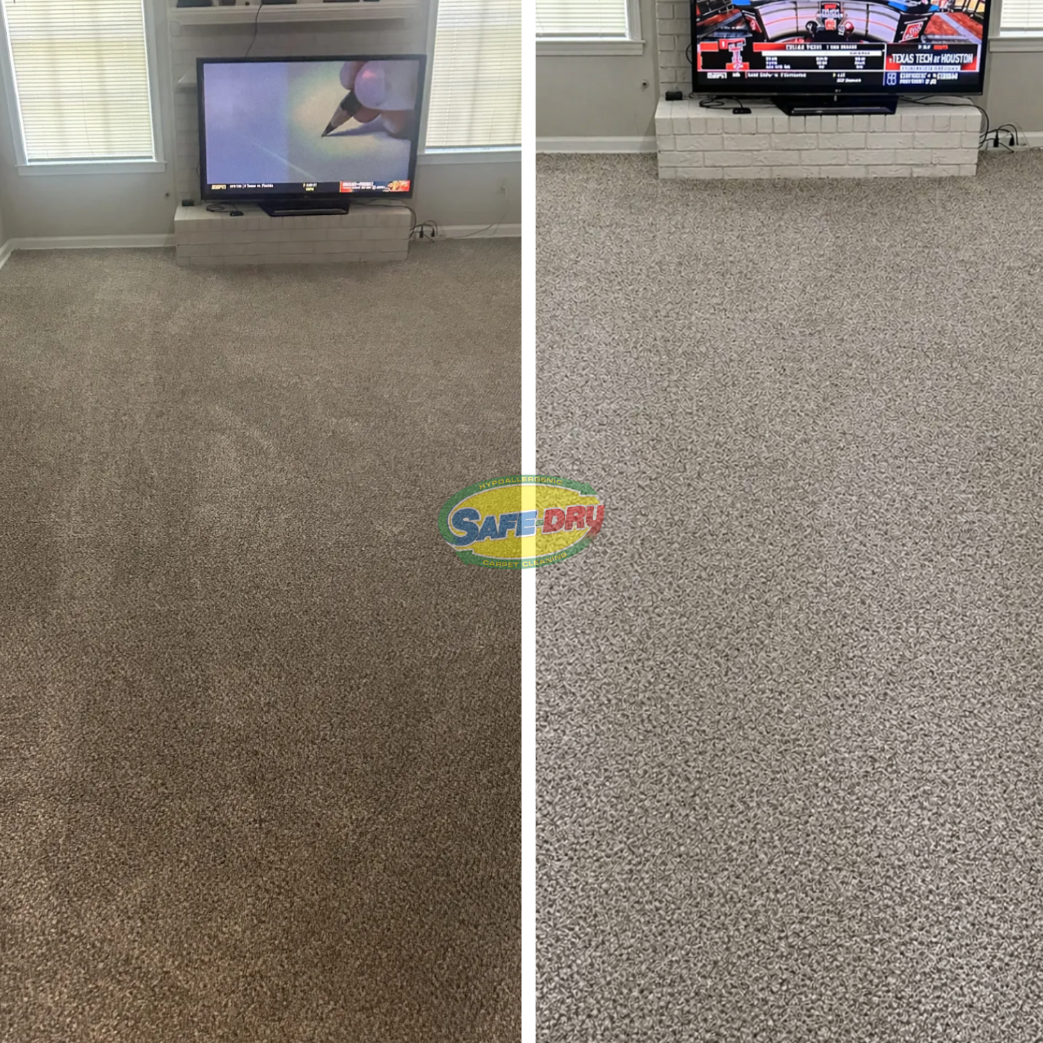 Before and after residential carpet cleaning