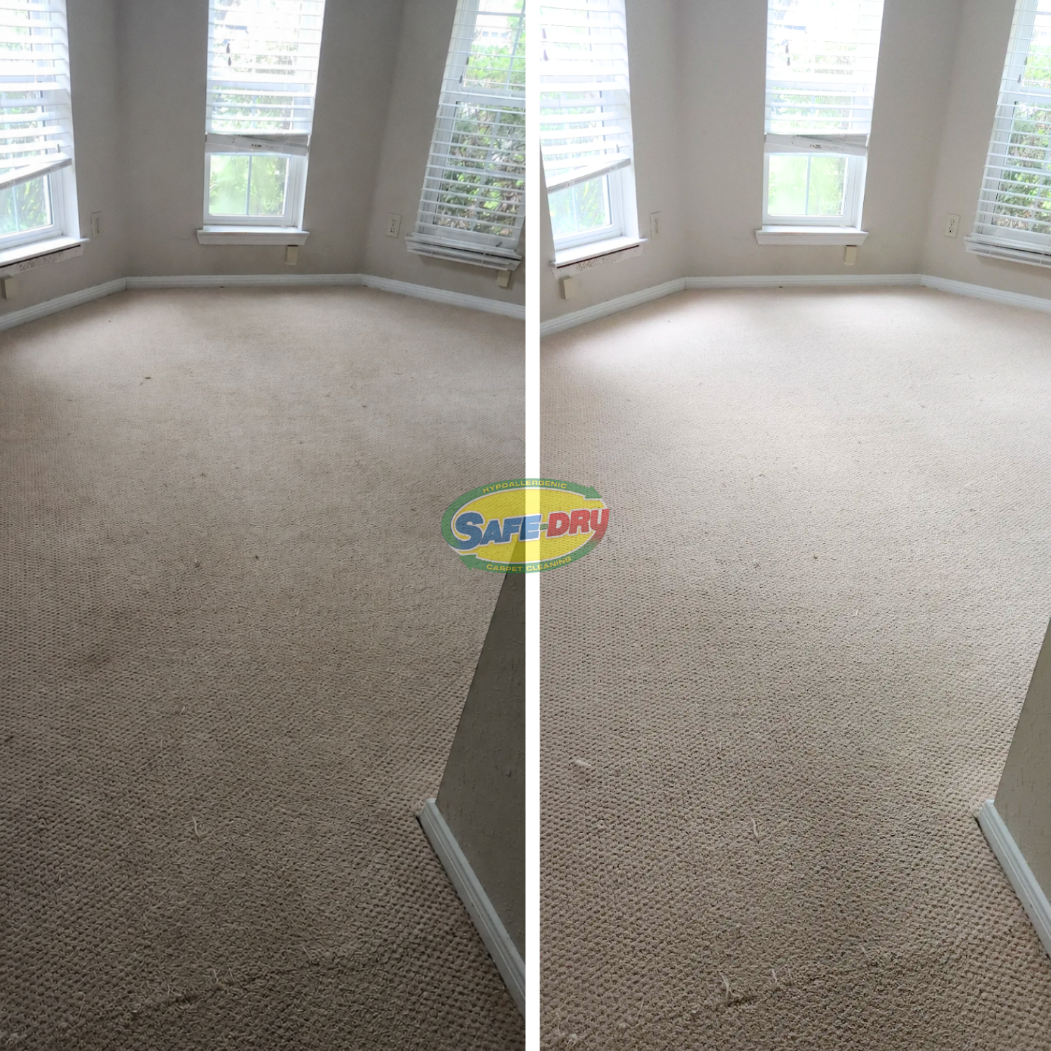 Before and after residential carpet cleaning