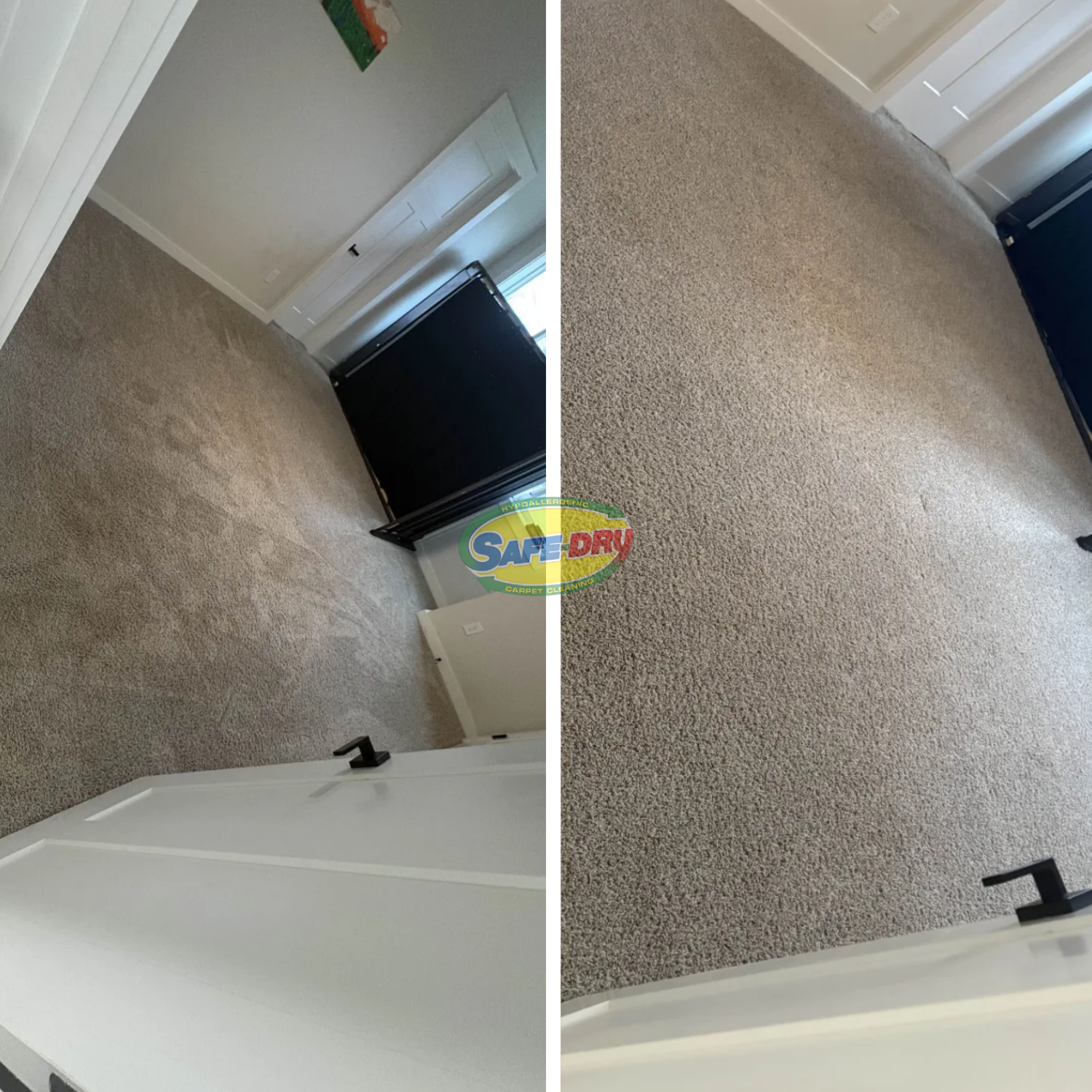 Before and after residential carpet cleaning
