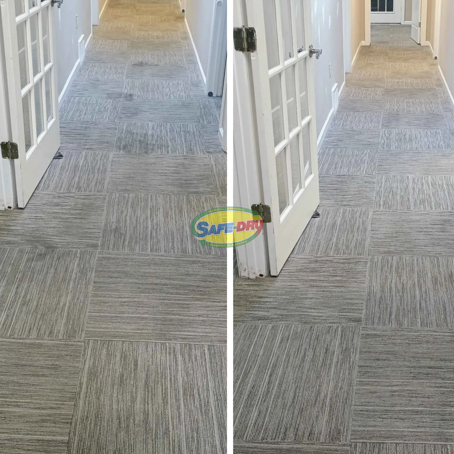 Before and after residential carpet cleaning