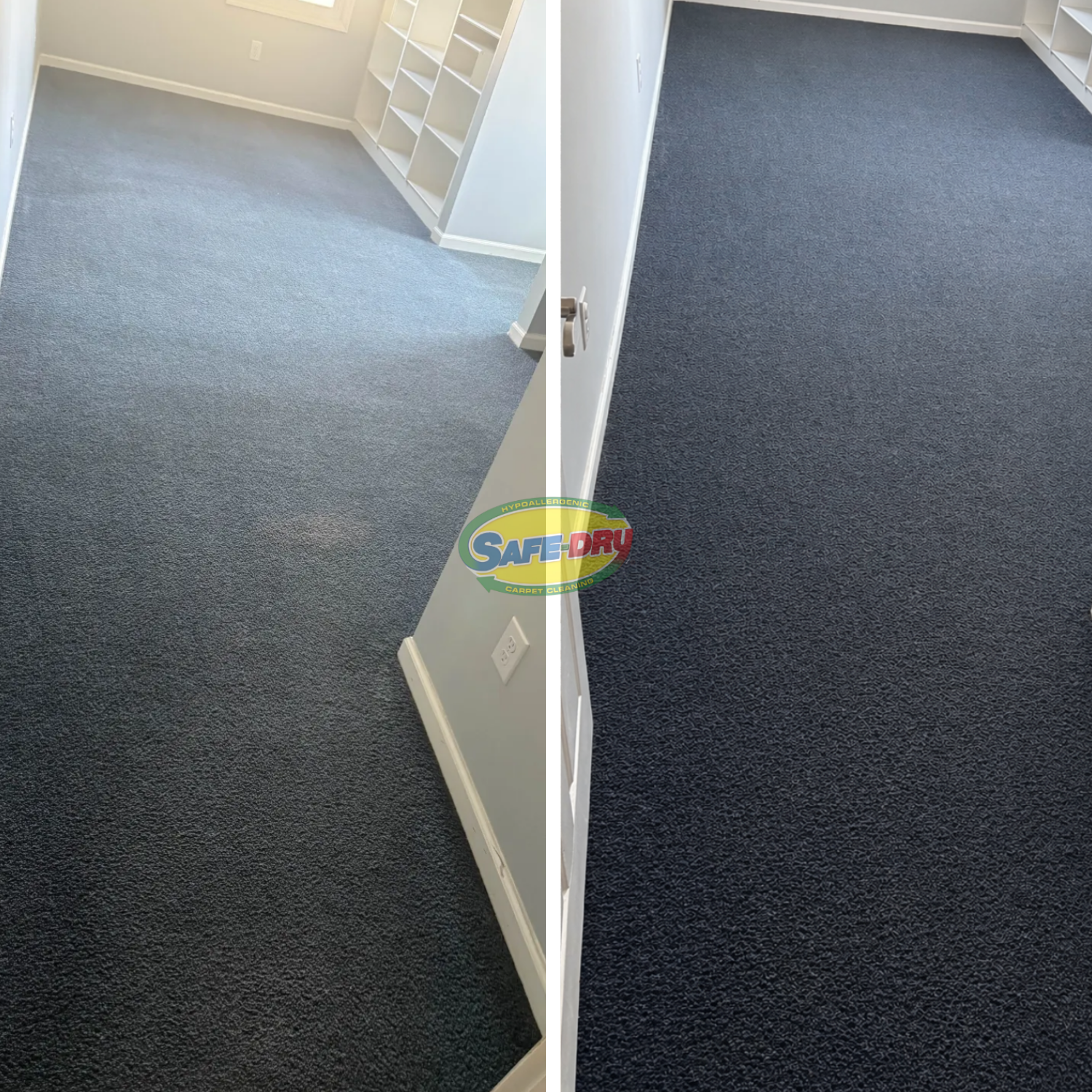 Before and after residential carpet cleaning