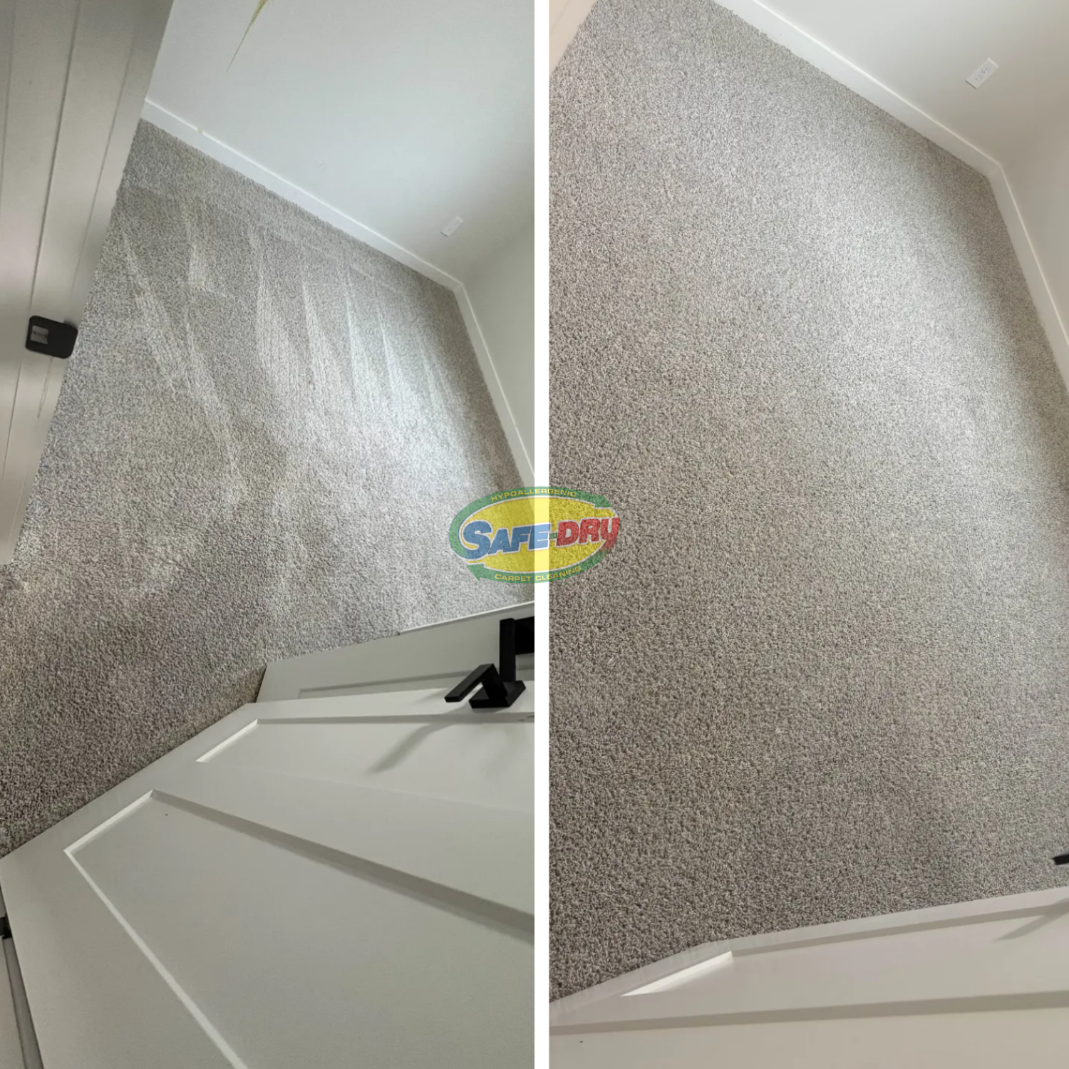 Before and after residential carpet cleaning