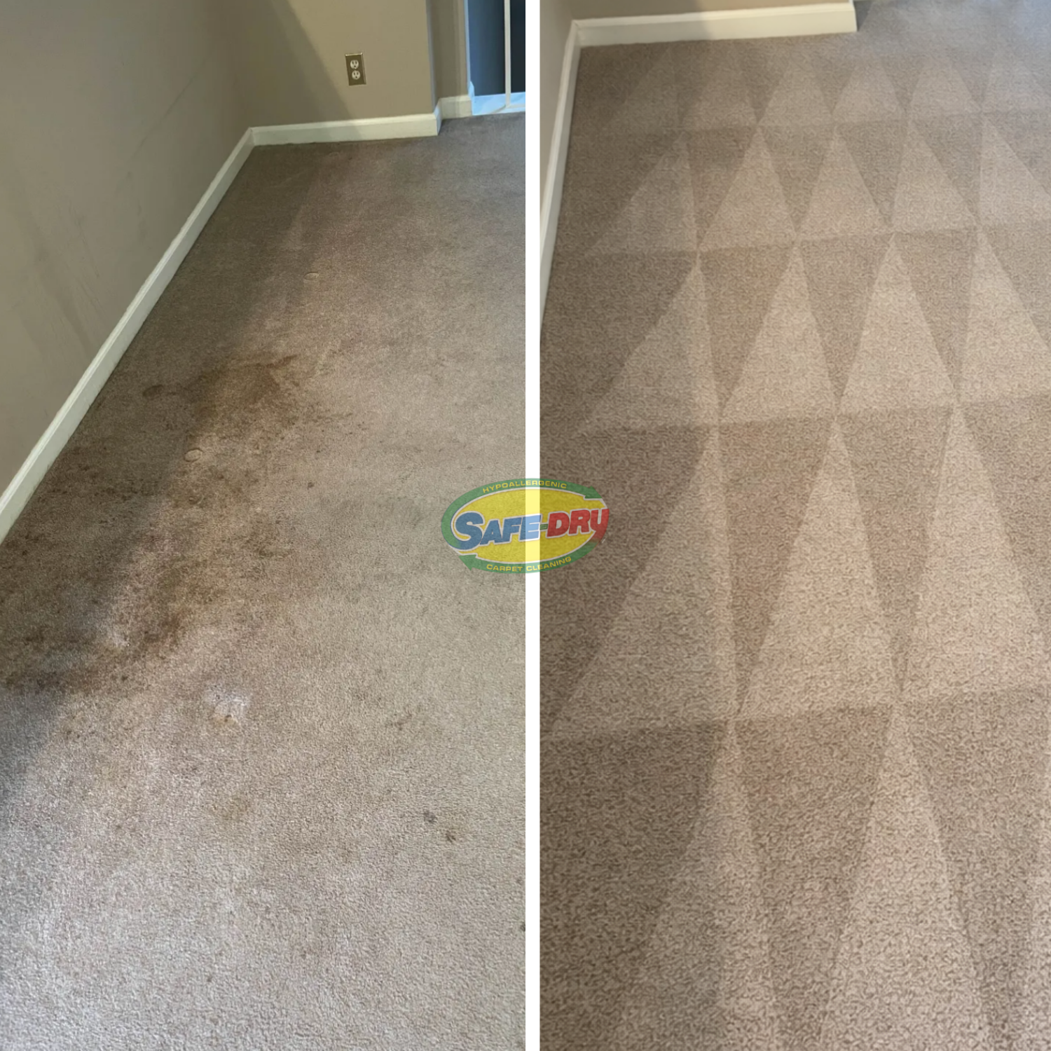 Before and after residential carpet cleaning