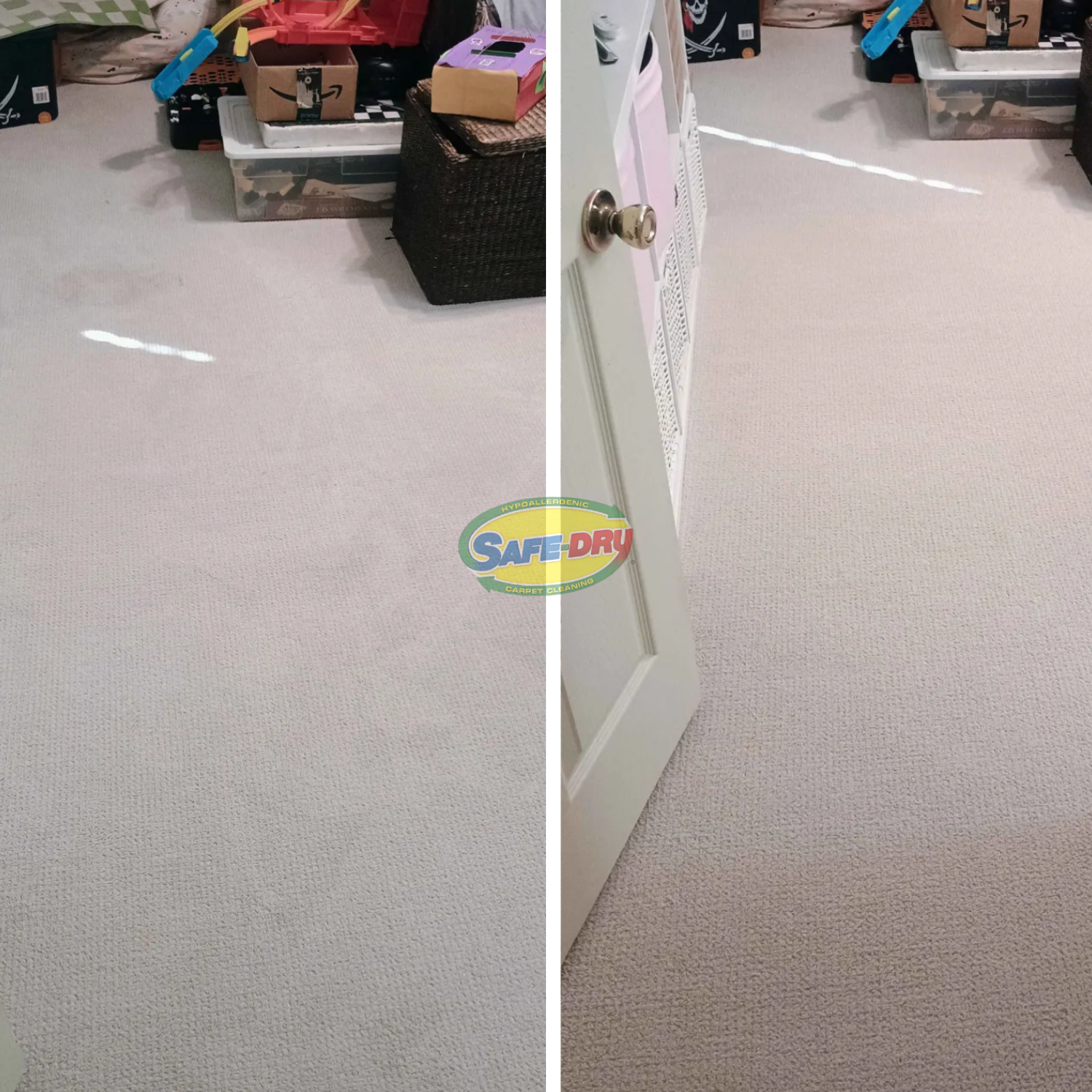 Before and after residential carpet cleaning