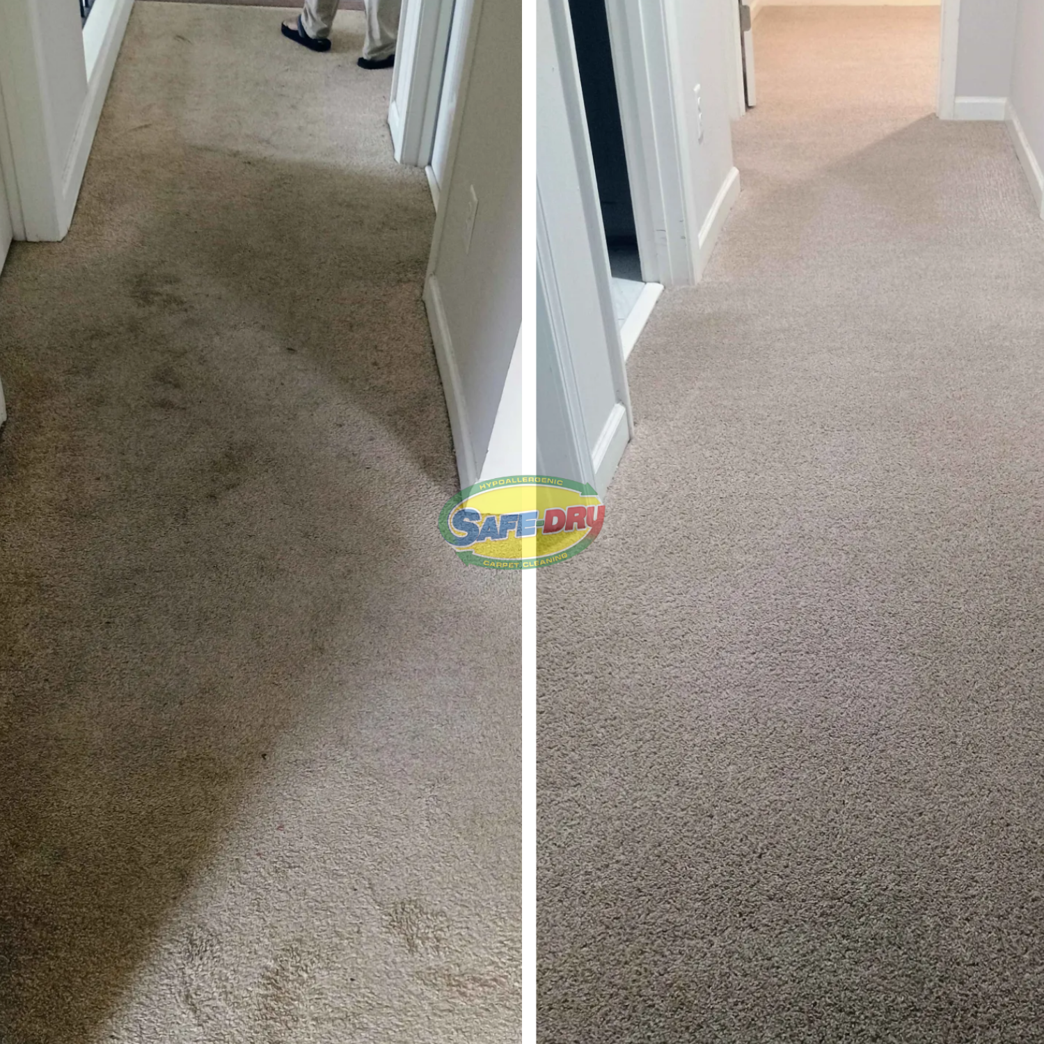 Before and after residential carpet cleaning