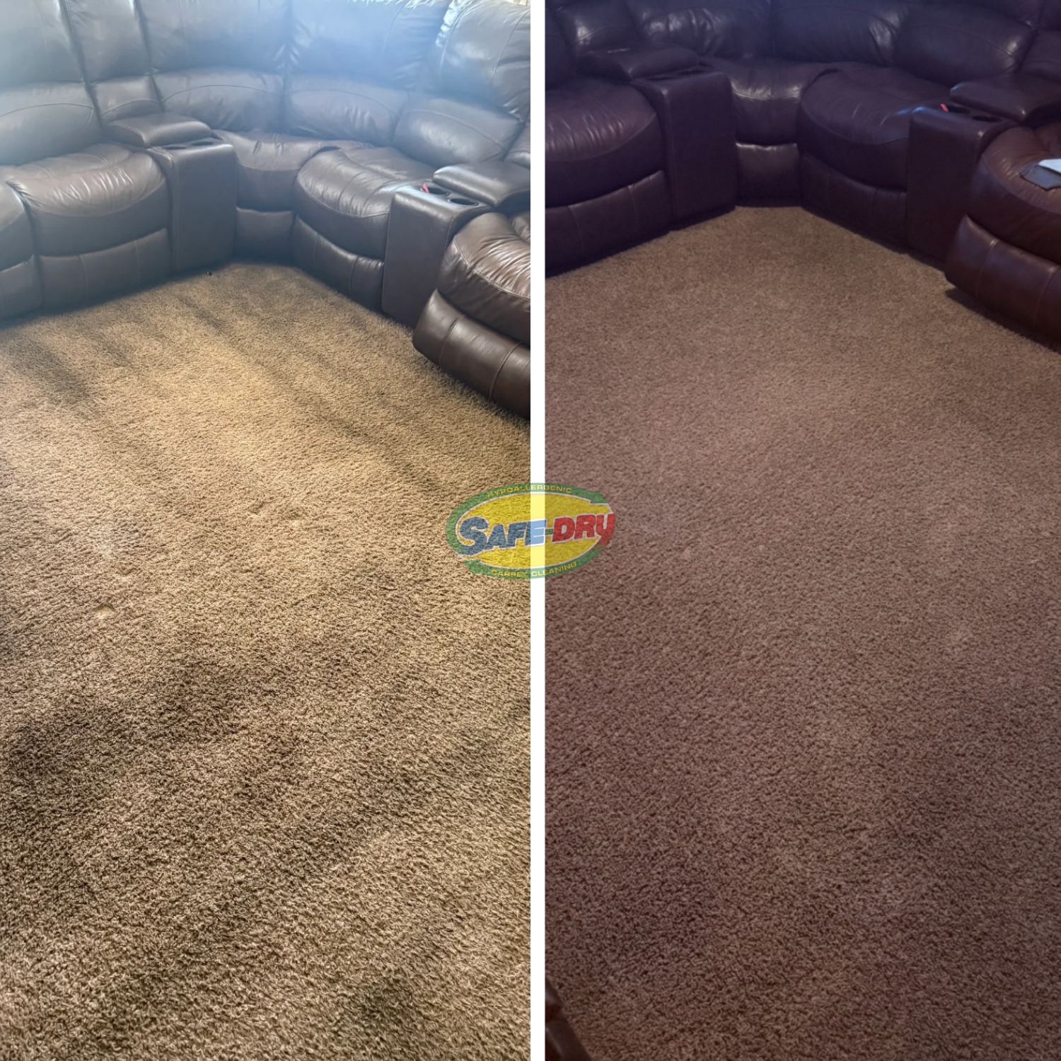 Before and after residential carpet cleaning