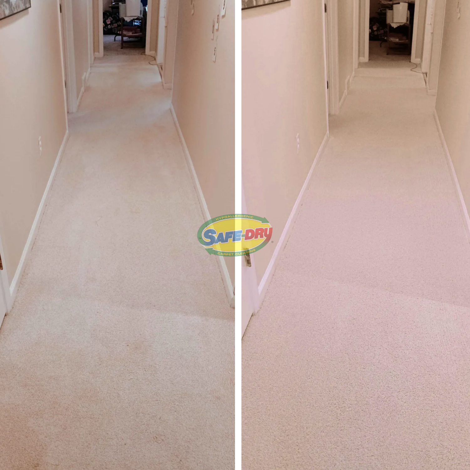 Before and after residential carpet cleaning
