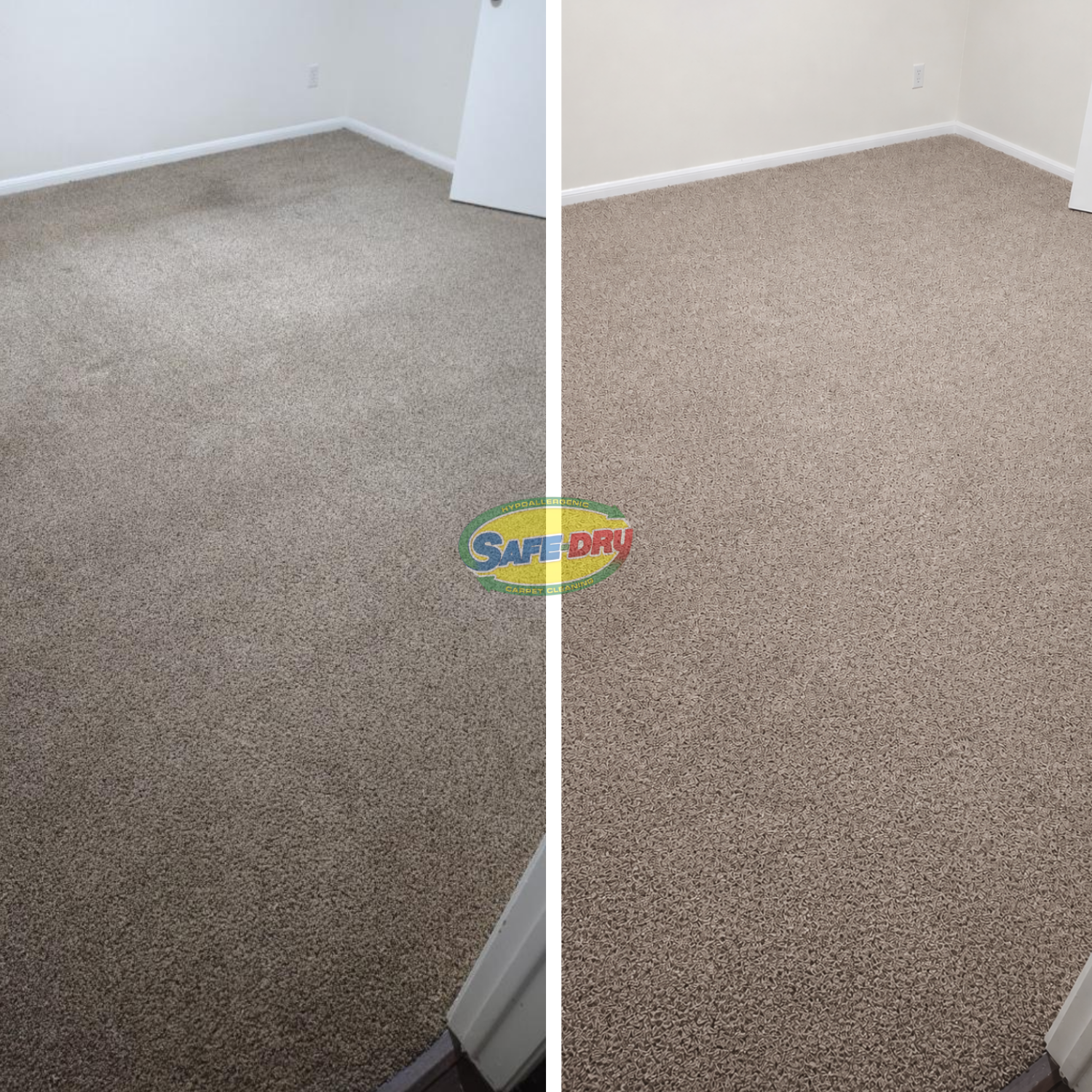 Before and after residential carpet cleaning