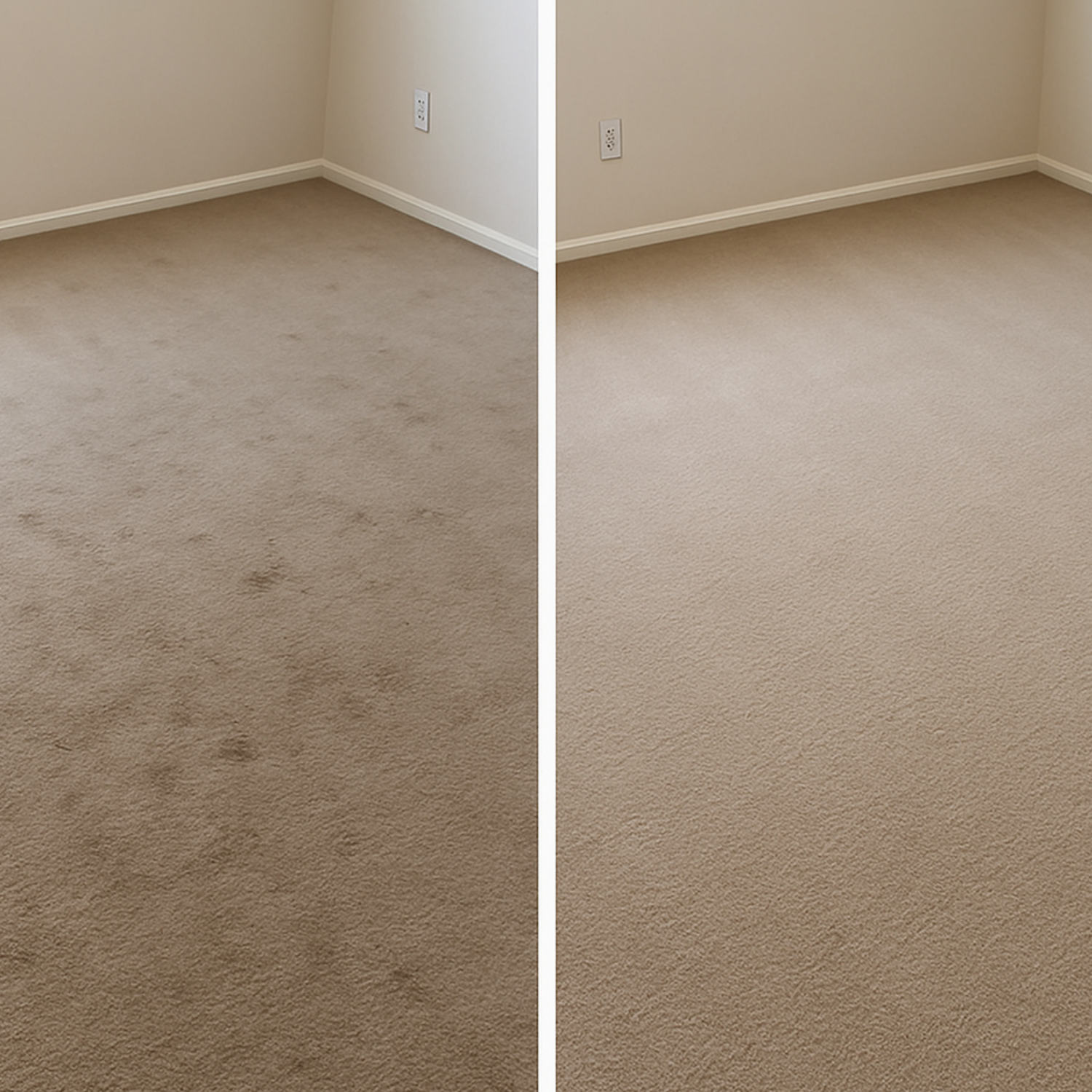 Before and after residential carpet cleaning