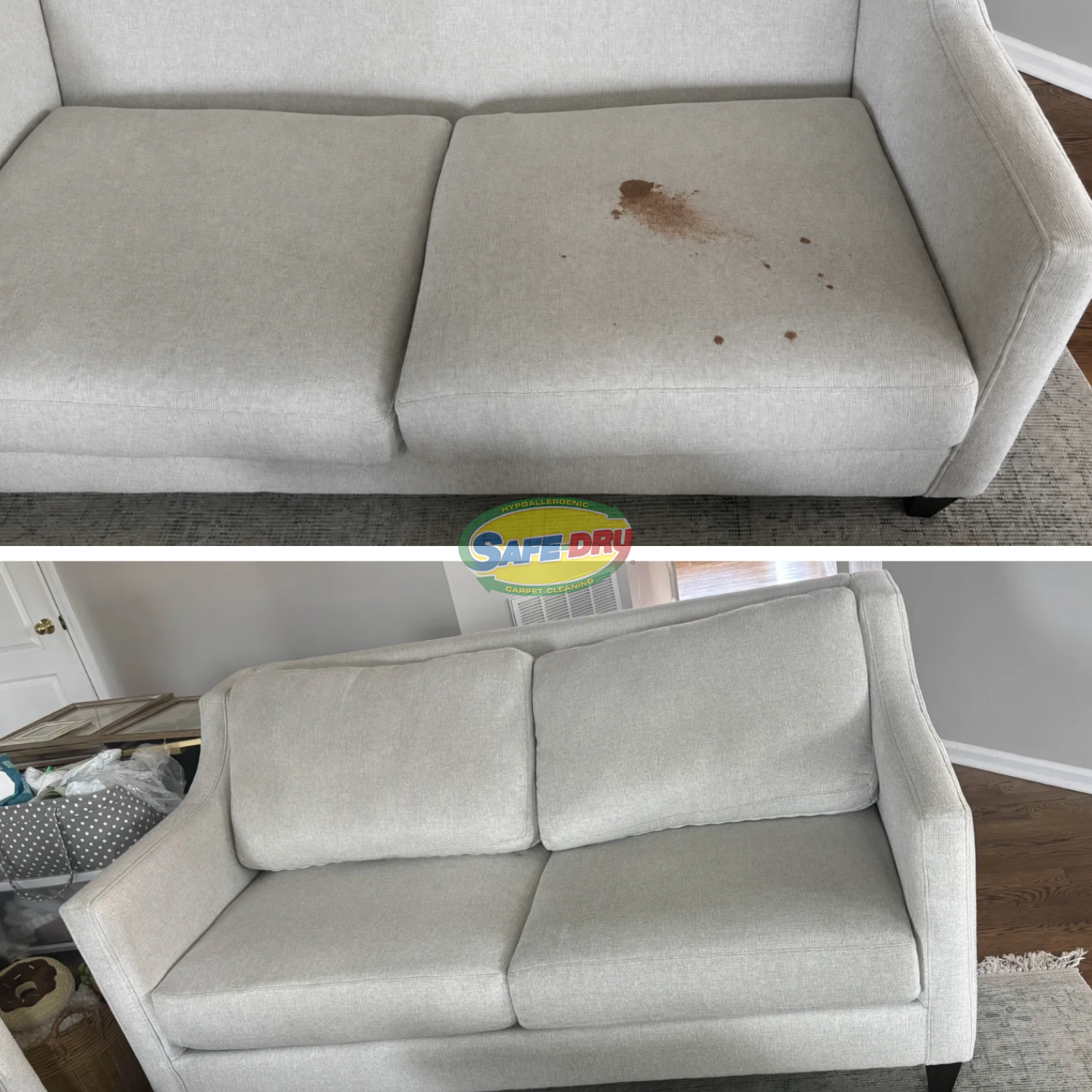 Upholstery Cleaning before and after