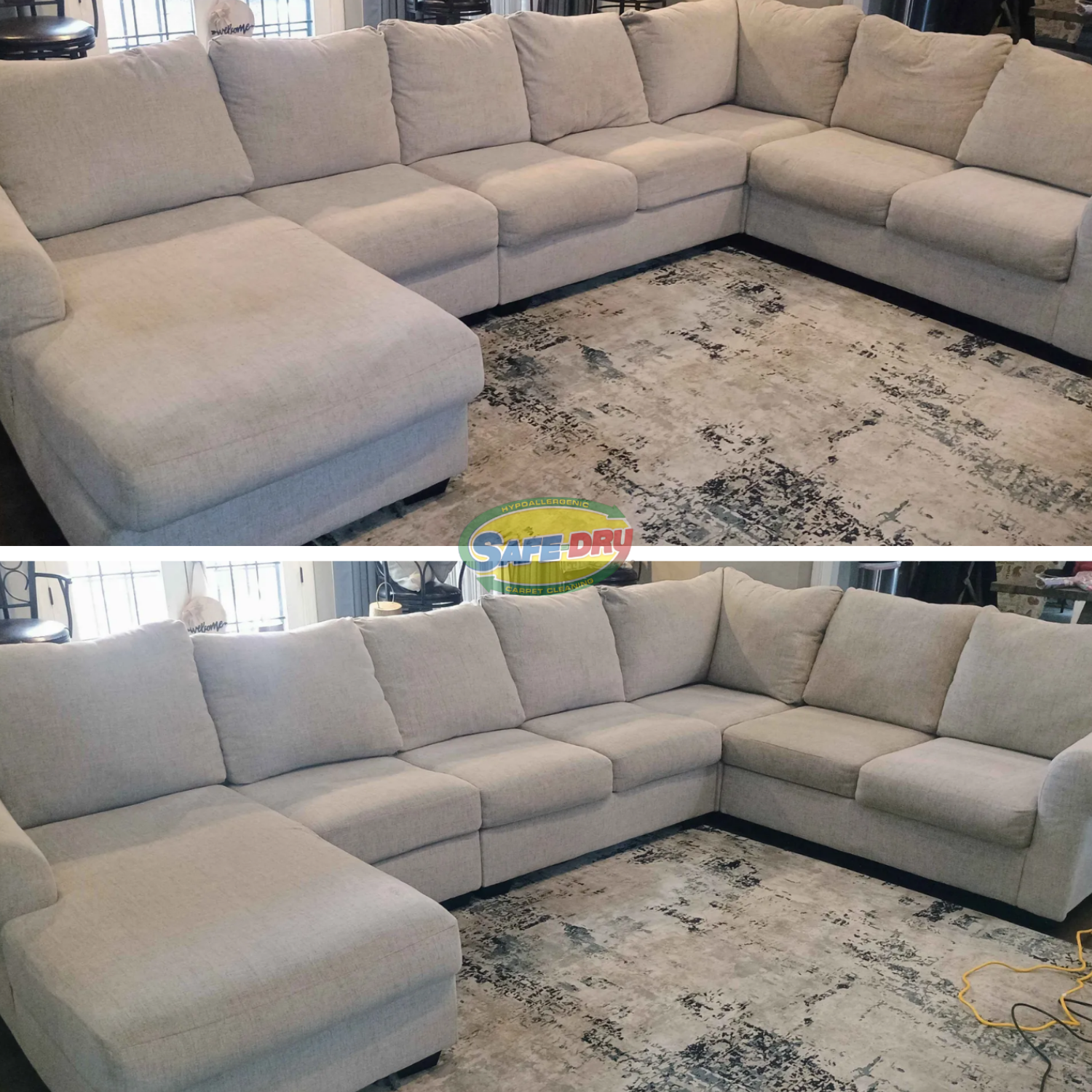 Upholstery Cleaning before and after