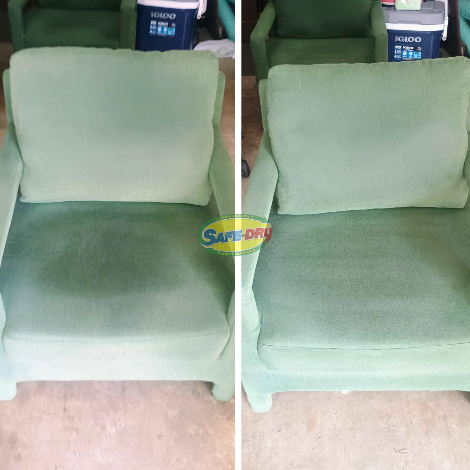 Upholstery Cleaning before and after
