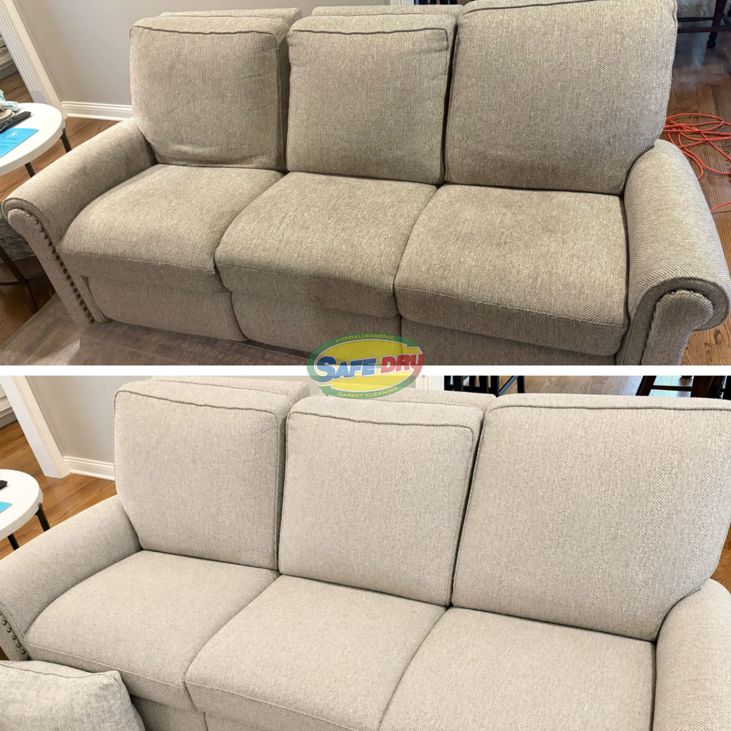 Upholstery Cleaning before and after