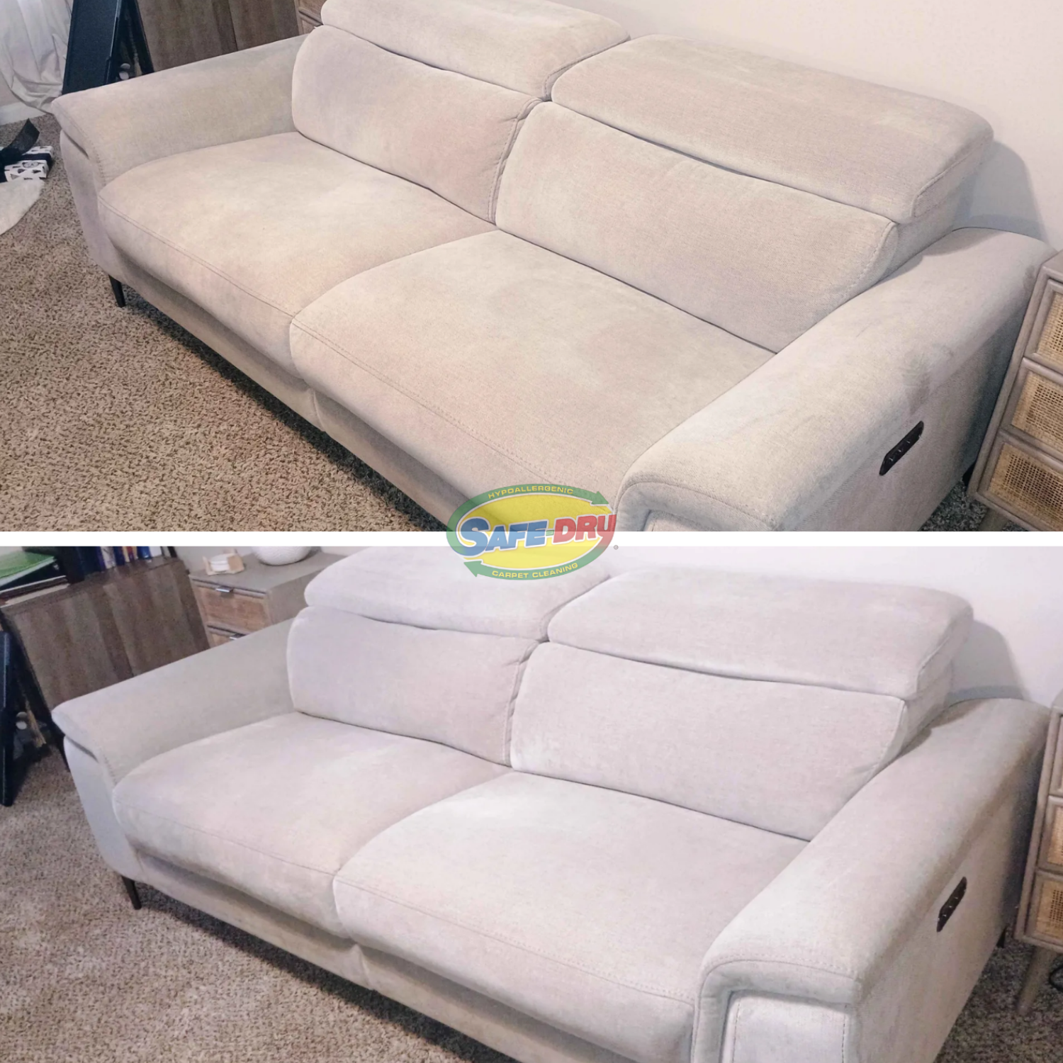 Upholstery Cleaning before and after