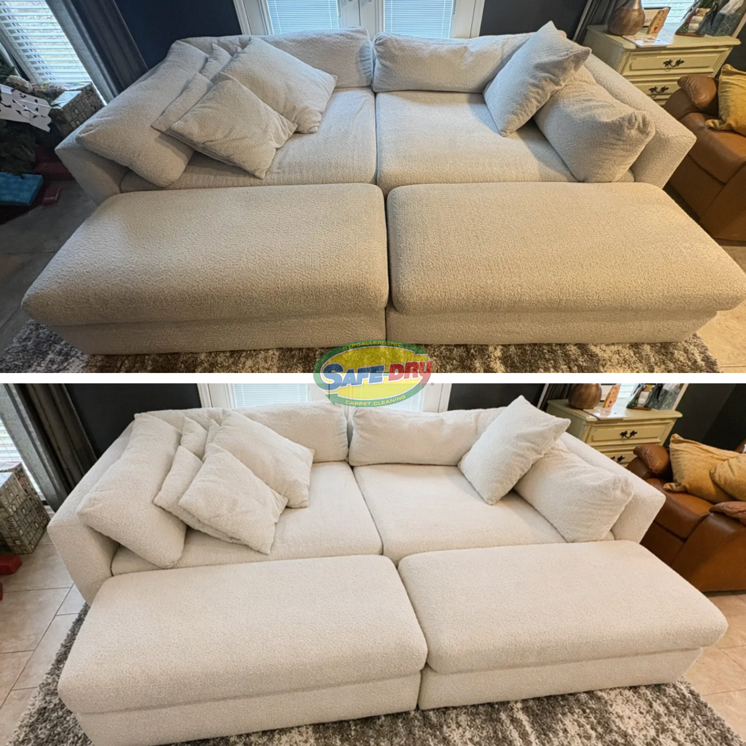 Upholstery Cleaning before and after