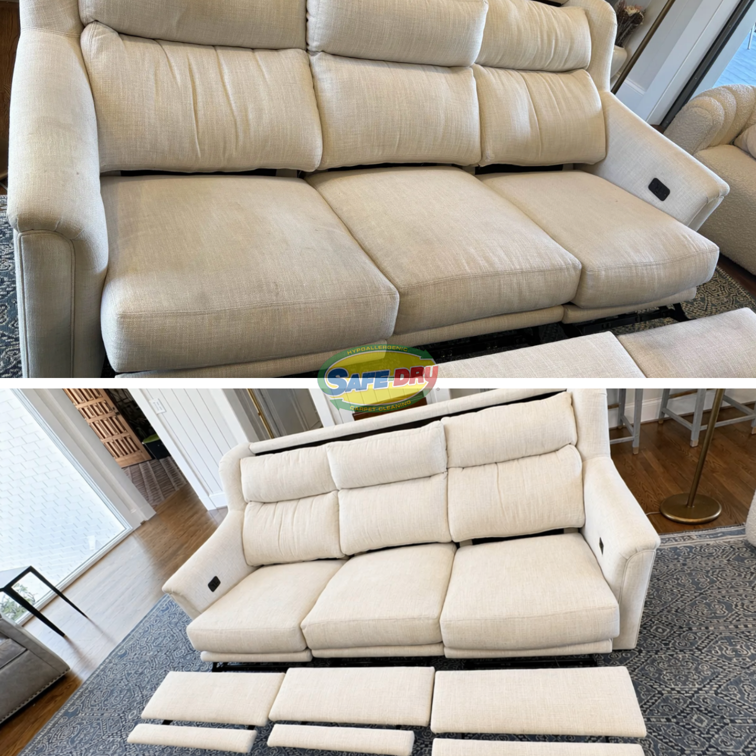 Upholstery Cleaning before and after