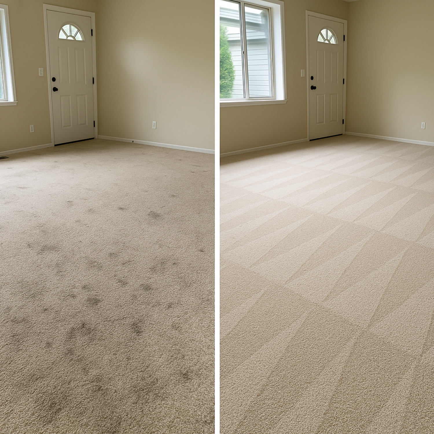 Before and after residential carpet cleaning