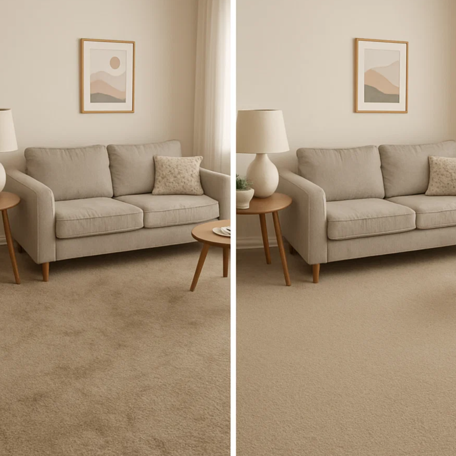 Before and after residential carpet cleaning