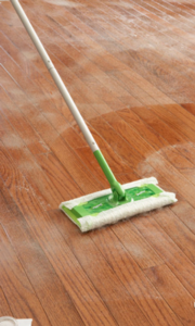 mopping hardwood floor